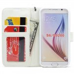 Wholesale Samsung Galaxy S6 Star Diamond Flip Leather Wallet Case with Strap (White)